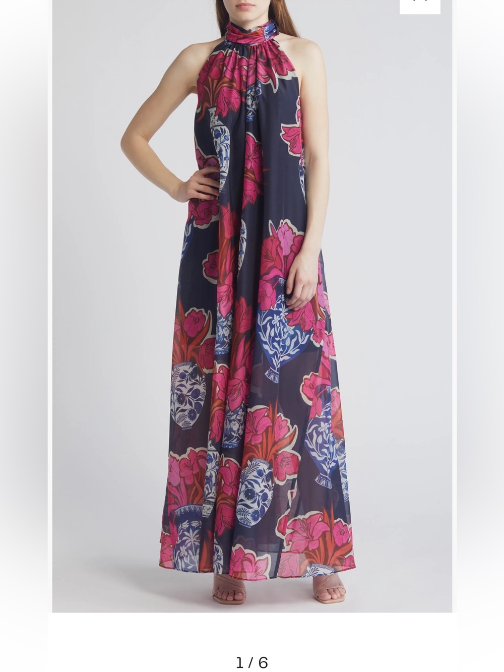 Ted baker Kinosei Navy Floral Halter Maxi Dress